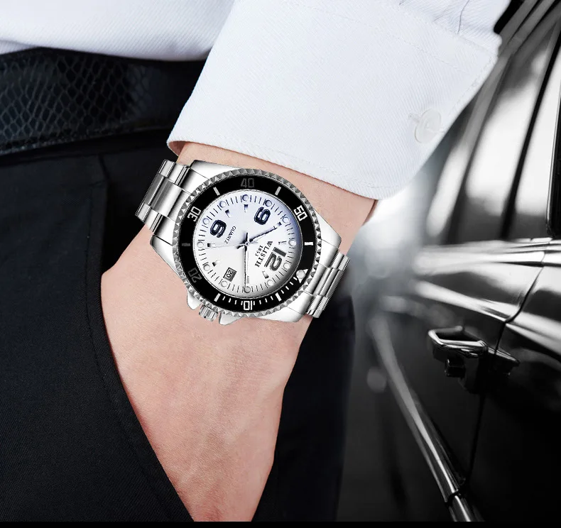 Роскошные брендовые водонепроницаемые военные спортивные часы мужские серебристые стальные Цифровые кварцевые аналоговые часы Relogios Masculinos