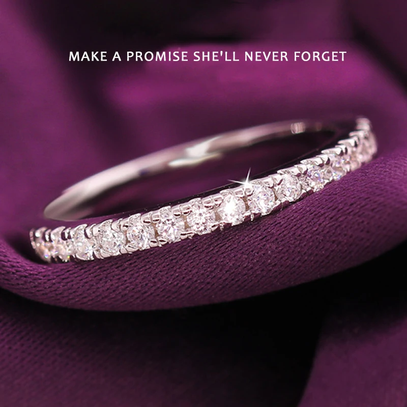 Серебряное серебро 925 пробы, сверкающее Муассанит, обручальные кольца для женщин вечность, Штабелируемые Свадебные Роскошные модные ювелирные изделия