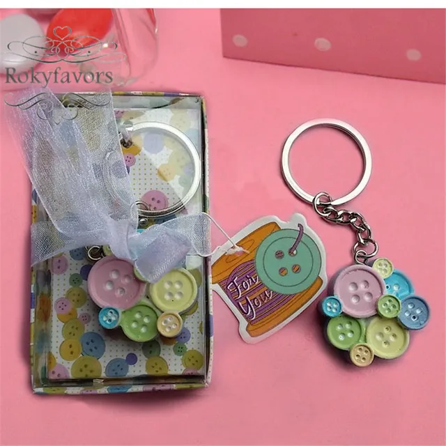 30pcs Cute As A Button Keychain Baby Shower Favors Birthday Gifts