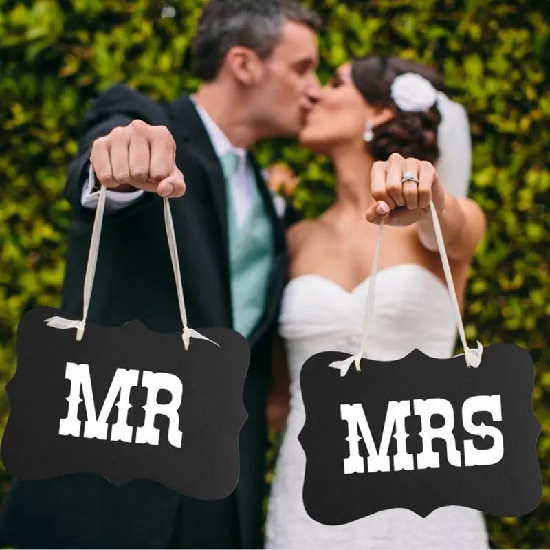 AFYPRTY 2 шт Mr Mrs Photo Booth Prop DIY Черная бумажная доска фотостудия реквизит-Аксессуары Свадебные украшения Свадебные сувениры