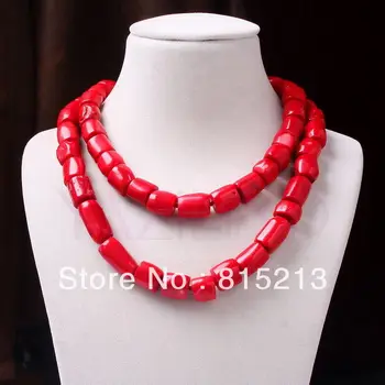 

Free shipping 35 inch long genuine coral pillow bead strand sweater fashion chain necklace