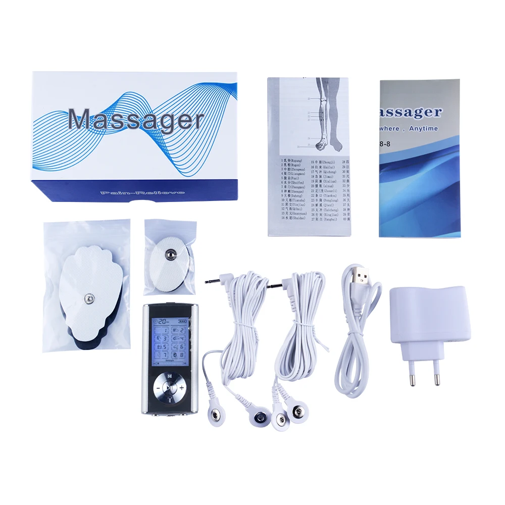 2 Channels TENS Machine 8 mode Digital Massager Electrode Stimulator
