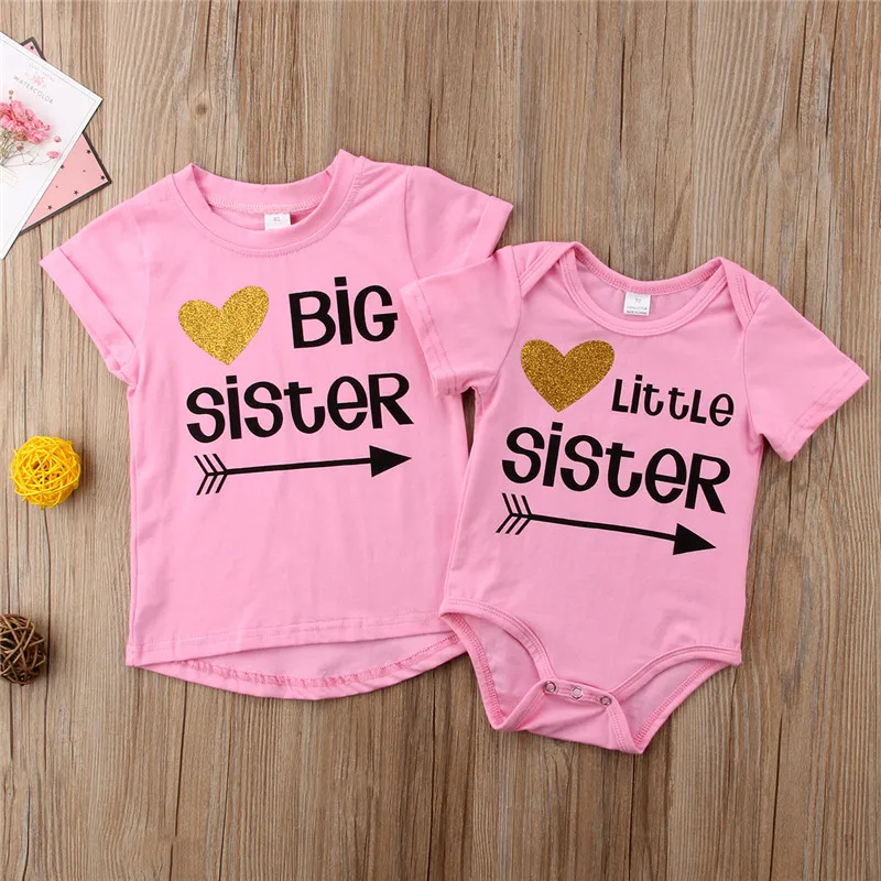 Боди/футболки с надписью «Little Big Sister»; боди для маленьких девочек; футболка для девочек с надписью «Big Sister»; футболки; одинаковые комплекты для семьи
