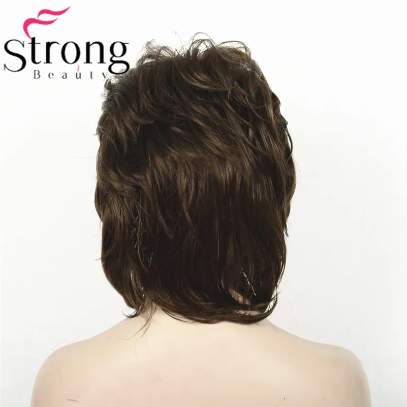 StrongBeauty короткий пушистый слоистый светильник коричневый высокий светильник ed Классический колпачок полный синтетический парик женские волосы парики