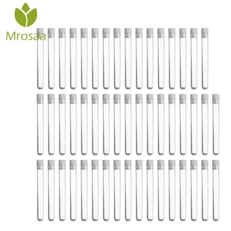 

Best Deal Mrosaa 50pcs/pack Transparent Laboratory Clear Plastic Test Tubes Vials With Push Caps School Lab Supplies 12x100mm