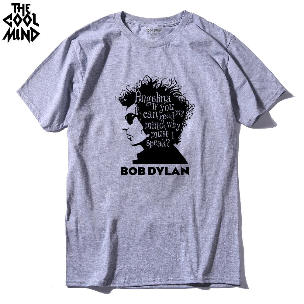 COOLMIND BO0111A 100% хлопок Боб Дилан с принтом Футболка с круглым вырезом Повседневная футболка с короткими рукавами в стиле хип-хоп Мужские