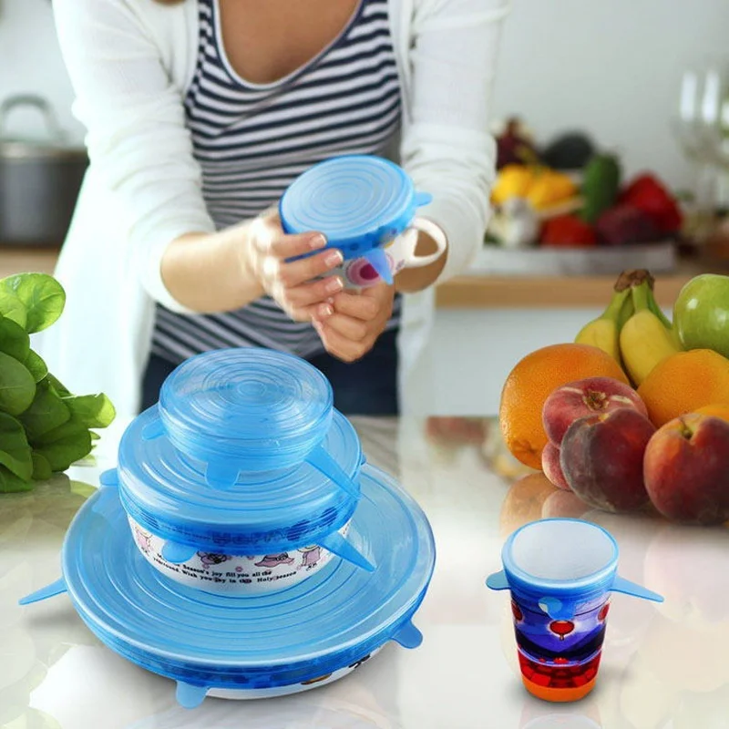 6pc/lot 100 Good Food Grade silicon stretch lids universal lid
