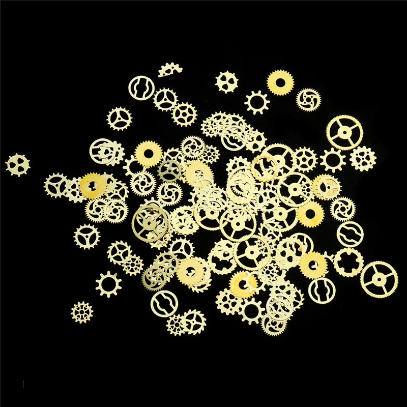 1 коробка металлическое зубчатое колесо смешанный стимпанк дизайн ногтей украшения золотые аксессуары для ногтей Резак для маникюра