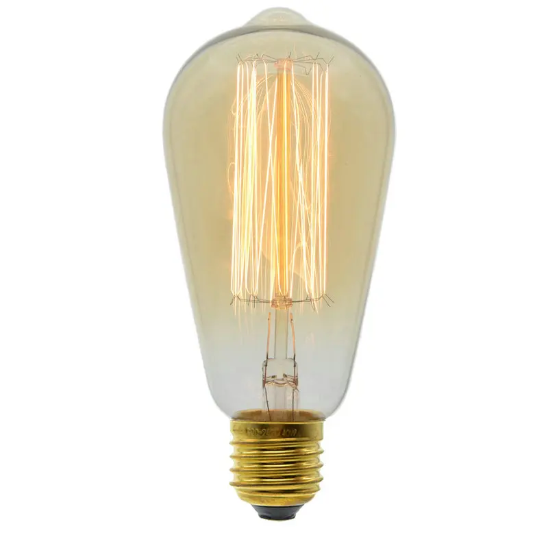 ST64-Straight 40 W/60 W 220 V E27 Edison лампочка углерода нити винтажная лампа Эдисона в стиле ретро лампа накаливания ST64/ST58/A19/T45/G80/G95/G125/T300 - Цвет: ST64-Straight
