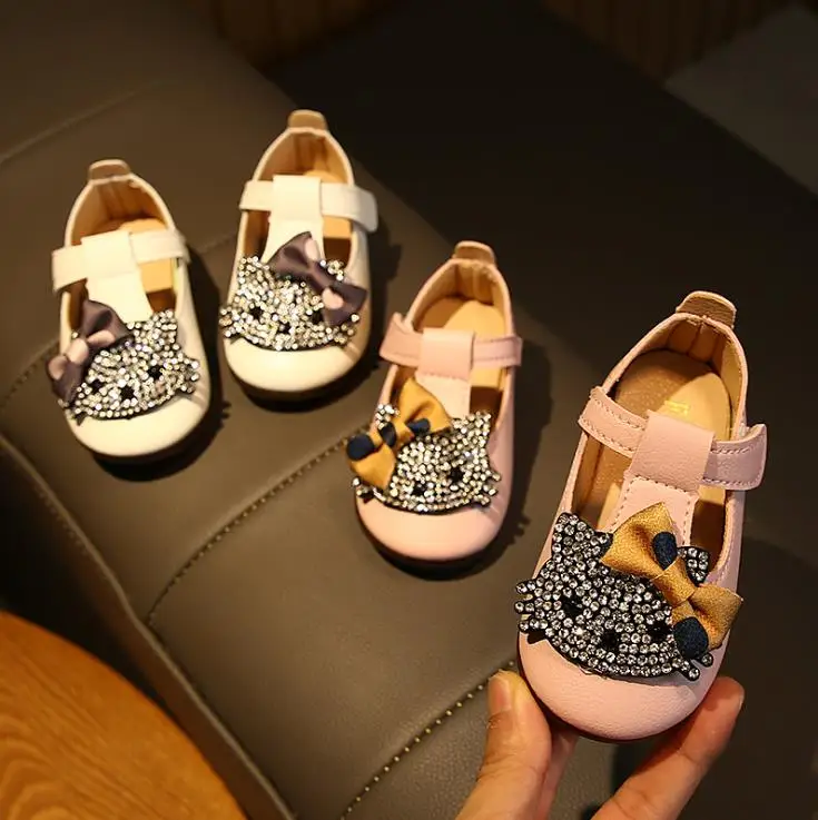 

Baby girls pu Shoes biling cat Toddler kids girl princess shoes pink beige 16-20 TX09