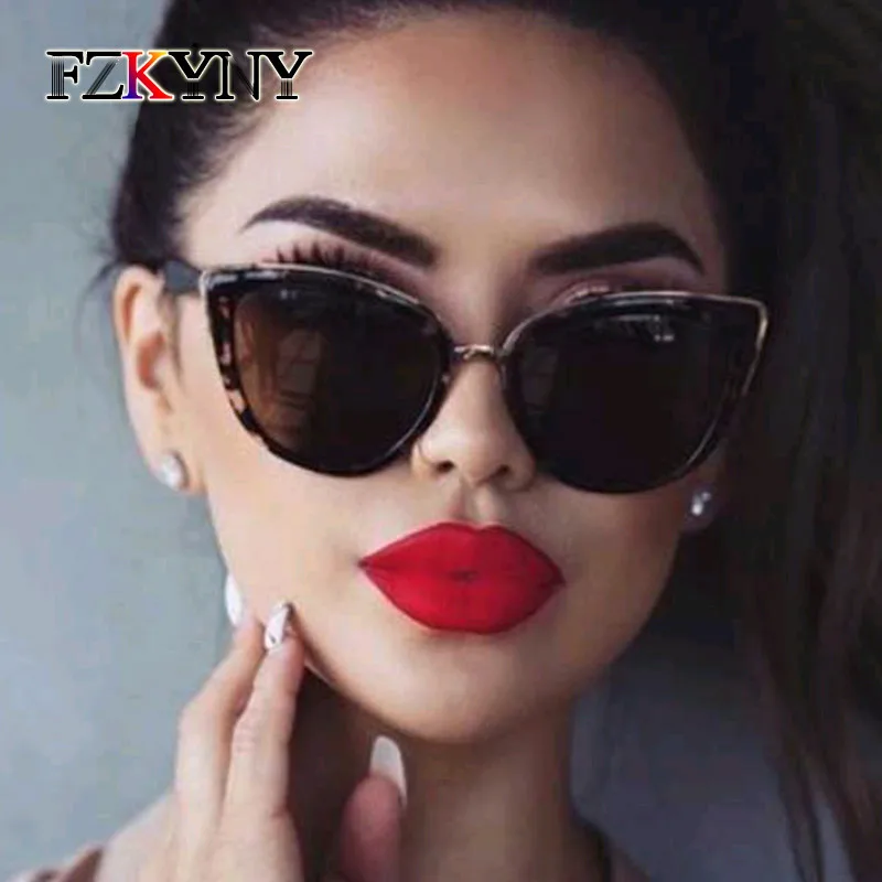 FZKYNY Модные солнцезащитные очки кошачий глаз женские брендовые дизайнерские