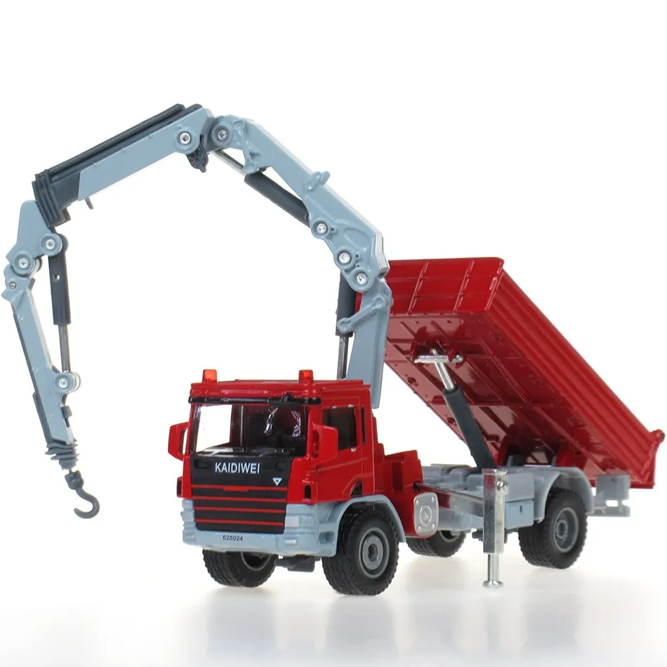 1:50 KDW Diecast Construction Dump Truck With Crane Loader Model Toy No Box 