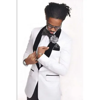 

Custom made White Mens Suits With Pants tuxedo 2017 slim wedding Men Business Suit Slim Fit terno masculino Blazer jackets+pants