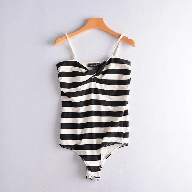 

P464 Summer Women Bodysuit Sexy Striped One Piece Suits Playsuit Jumpsuit Overalls Beach Bikini Bodysuits