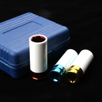 

ZtDpLsd 3Pcs 17mm 19mm 21mm 1/2" Colorful Sleeve Tire Protection Wall Deep Impact Nut Socket Alloy Wheel Wrench Repair Head Tool