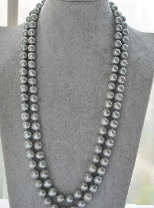 

0001900 LUSTER A++ 2row 25" 9mm ROUND GRAY PEARL NECKLACE MABE