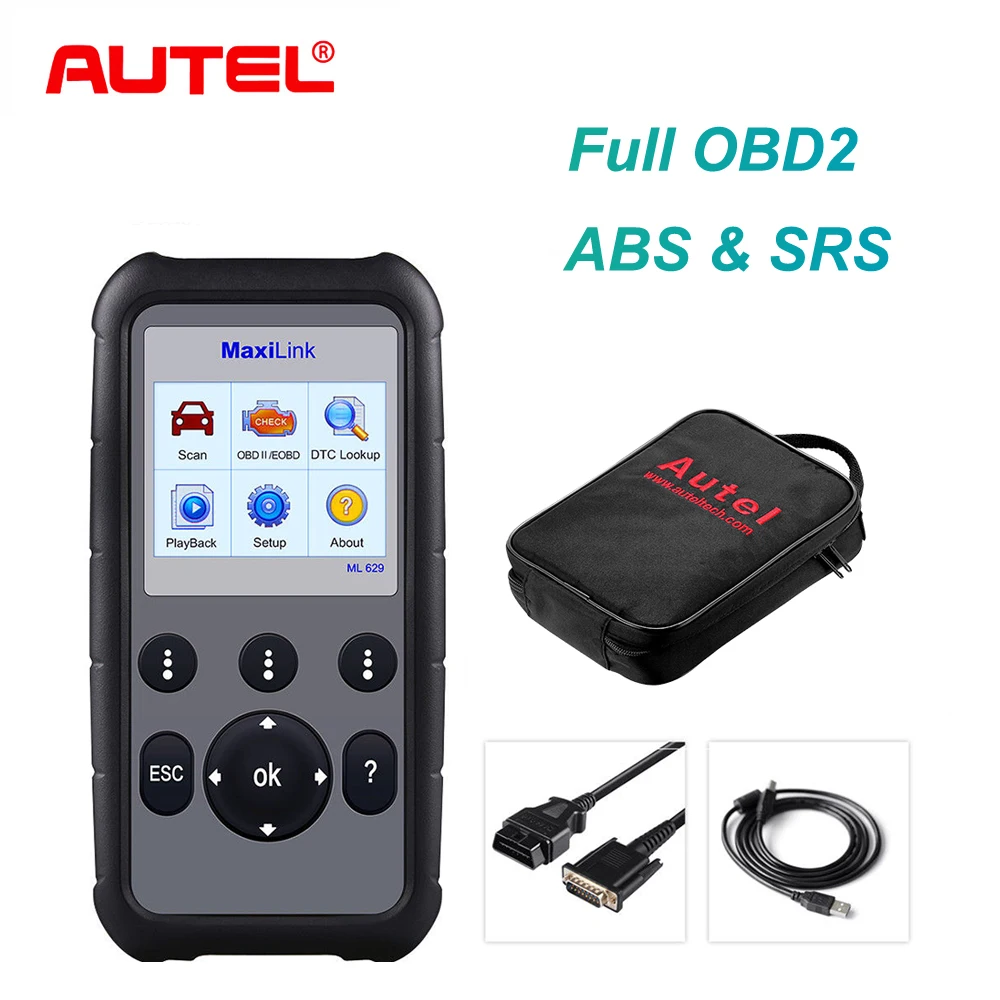 Autel ML629 сканер OBD2 считыватель кодов + ABS/SRS Инструмент для диагностического сканирования автомобиля, выключает свет двигателя (MIL) и ABS/SRS Autel ML629 сканер OBD2 считыватель кодов + ABS/SRS Инструмент для диагностического сканирования автомобиля, выключает свет двигателя (MIL) и ABS/SRS