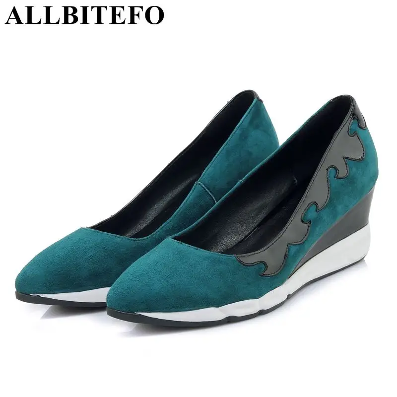 Pompes Plate Noir En Femmes Chaussures forme Bureau Ciel Dames Couleurs Allbitefo Compensées Printemps Des Mélangées Cuir pu Filles Véritable Talon TvqznWg1c