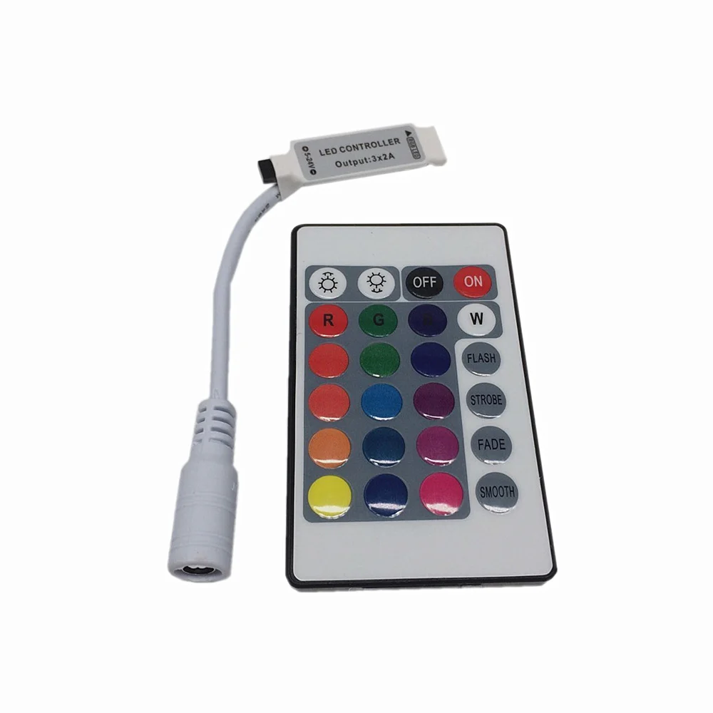 10PCS Mini 24 keys RGB IR Remote Controller for 3528 or 5050 RGB LED strips Small RGB Controller 10pcs touch switch evpaa902q patch 4 pin car remote control 3 5 2 9 1 7 torx head