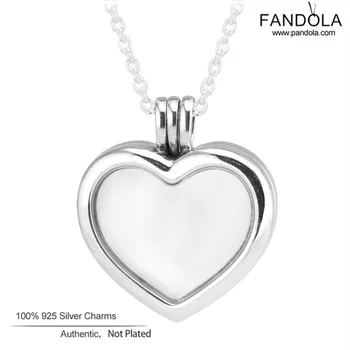 

Floating Heart Locket Necklace 925 Sterling Silver Chain 60CM Charm Pendant Necklaces for Women Original Silver 925 Jewelry