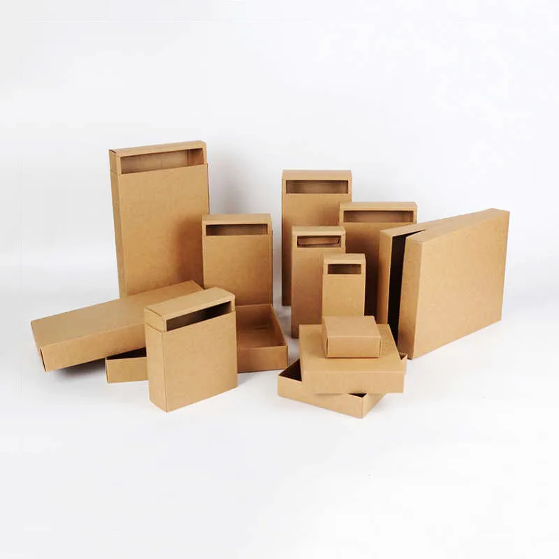 

10pcs/lot Small & Large Many Sizes Brown Drawer Cardboard Boxes Paper Handmade Soap Gift Jewelry Packaging Kraft Paper Boxes 9/5