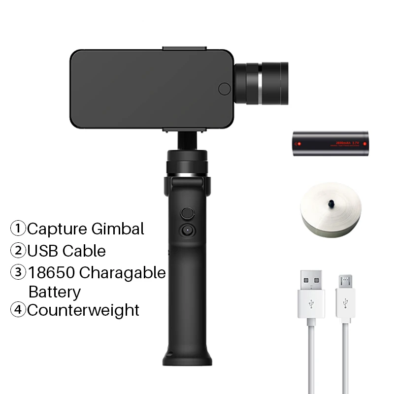 Tanie Funsnap uchwycić 3 osiowy ręczny smartfon Gimbal Gopro stabilizator dla iPhone Xs Max XR pikseli Gopro 7 6 5 Y EKEN H9