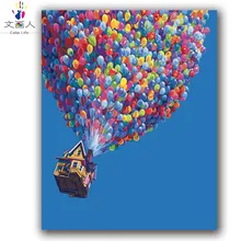 Воздушный шар, глобальный сезон, картина маслом по номерам, Раскраска по номерам на холсте, картина с изображением голубого неба для учебы, декора спальни