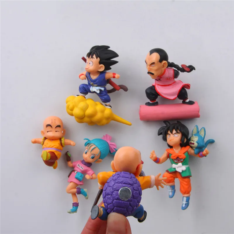 6 pcs/lot Dragon ball anime action figure fridge magnets anime figurine SON Goku ChiChi Oolong toys wukong Garage Kits