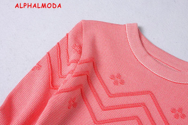 Женский вязаный комплект одежды ALPHALMODA пуловер с 3D вышивкой геометрическим