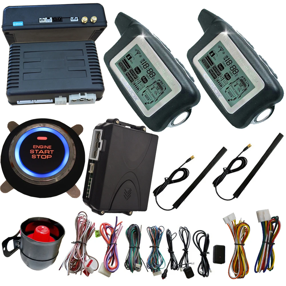 

2 way security car alarm system LCD remote start stop engine central lock automatication handfree lock or unlock car door