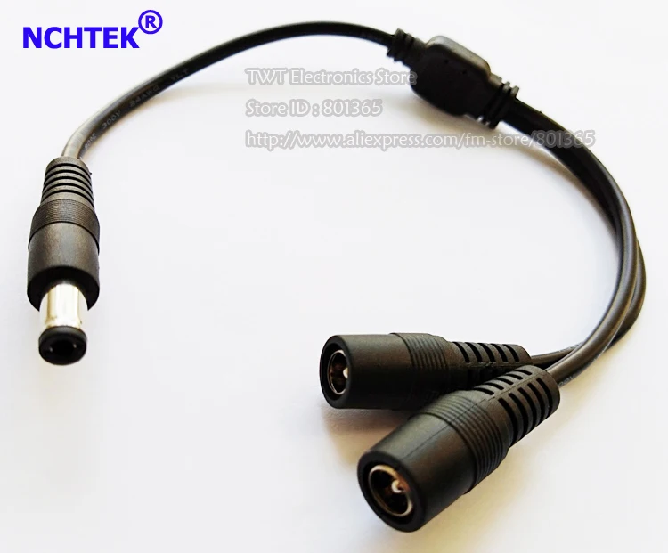 

NCHTEK DC Power 1 Male To 2 Female Splitter Adapter Cable 5.5*2.5mm Strip Light CCTV Camera, 5.5/2.5/Free Shipping/20PCS