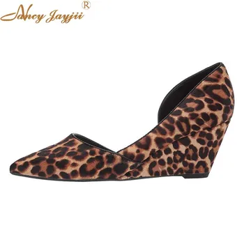 

Nancyjayjii D’Orsay Leopard Wedges Sexy Pointed Toe Slip On Pumps Comfortable High Heels Spring Party Dress Fashion Women Shoes