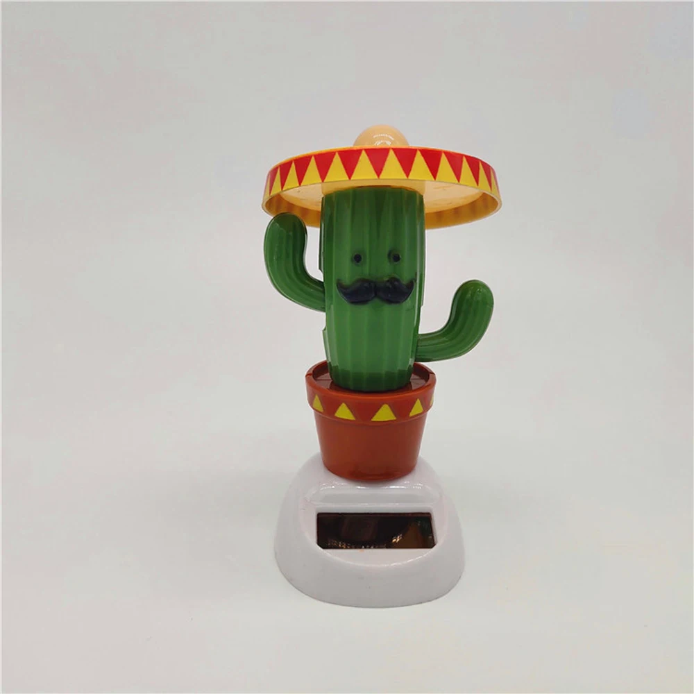 New Arrival Hot Sale Kawaii Creative Cactus Solar Powered Swinging Doll Car Interior Ornaments Decor Moving and Dancing