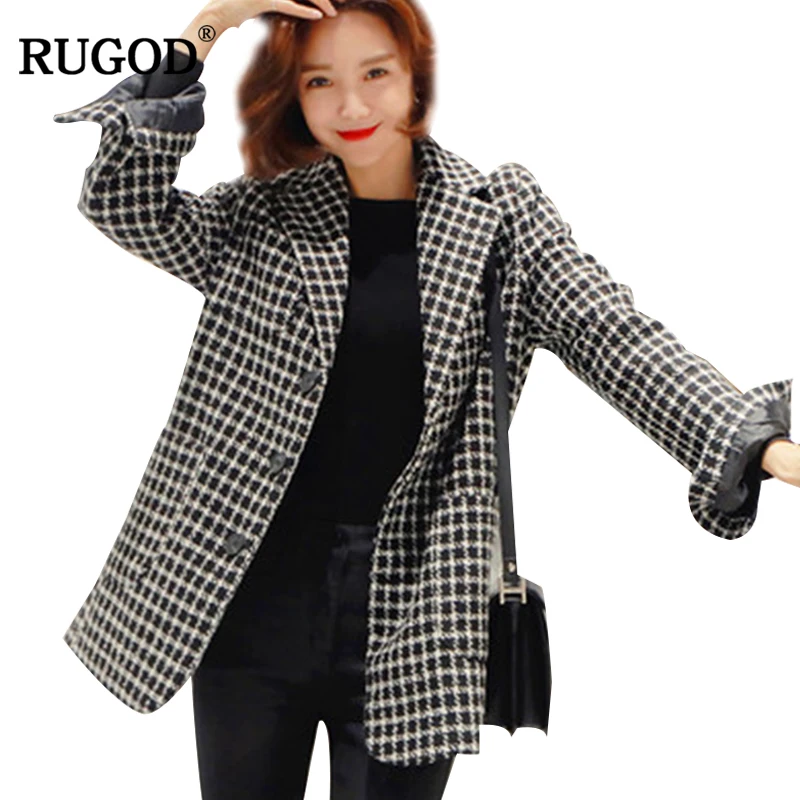 RUGOD 2018 Elegant Office Lady Woolen Coat Jacket Women