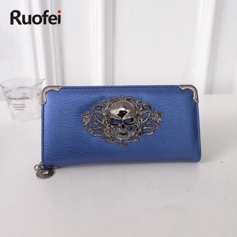 

2019Vintage Skull Ladies Long Handbag Zipper Wallet Skeleton Purse Clutch Card Holder Wallet carteira feminina handbag