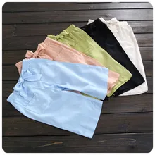 Штаны для отдыха для девочек семь частей коллекция года детская одежда модные детские свободные штаны с бантом штаны девять частей