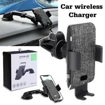

10W Car Wireless Charger Voice Infrared Intelligent Sensing Automatic Clamping Fast Charging Phone Holder Mount Bracket Clip