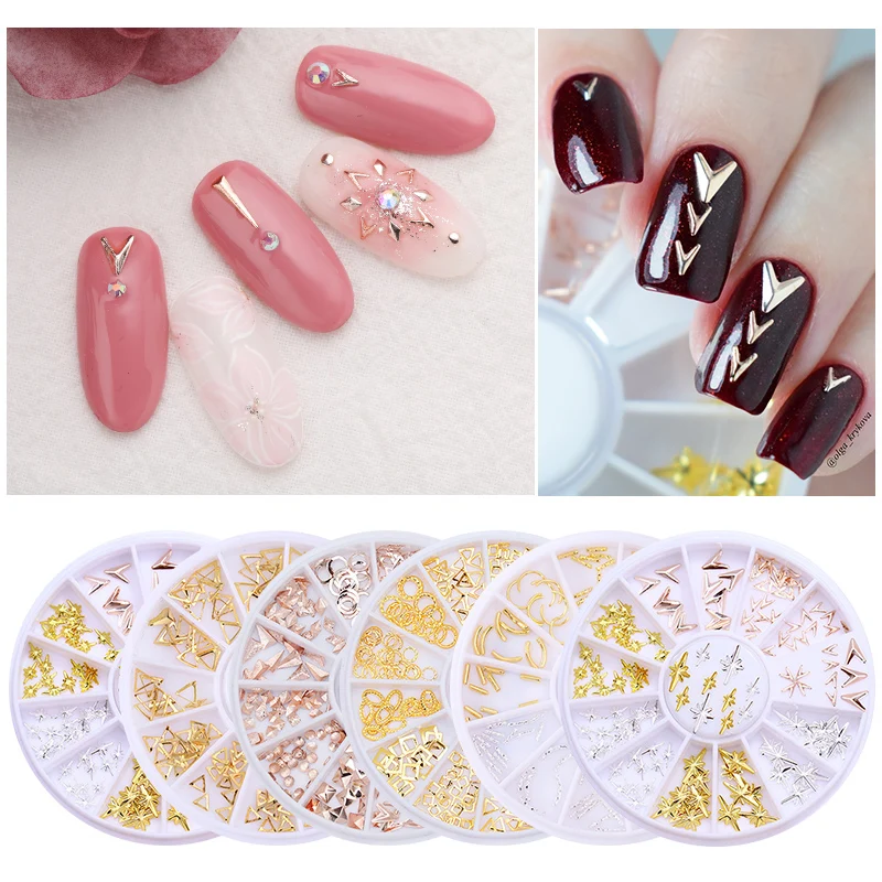 

Flat Bottom Nail Rhinestones Crystal Beads 3D Nail Art Decoration Star Round Mixed Accessories in Wheel for DIY Nails
