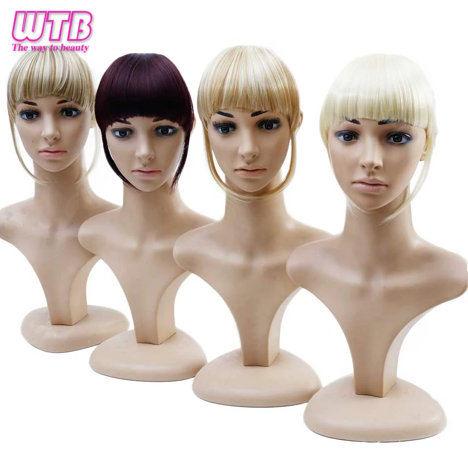 WTB Short Straight Flat bangs Heat Resistant Synthetic Hair Women Hair Pieces Natural Short Fake Hair Bangs