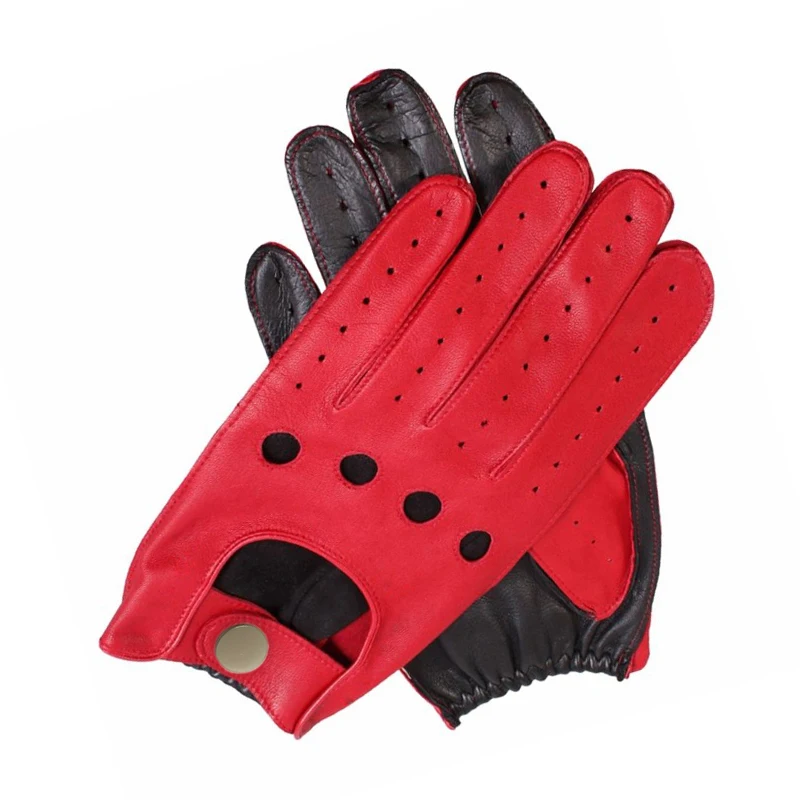 

New Arrival Fashion Women Genuine Leather Gloves Nappa Sheepskin Wrist Unlined Breathable Black Red Driving Gloves Women Mittens