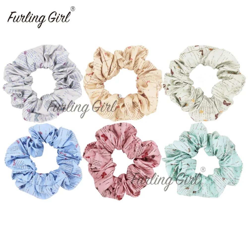 

Furling Girl 1PC Pattern English Lettes Prinring Fabric Hair Scrunchies Ponytail Holder Hair ties Gum Elastic Hair Bands