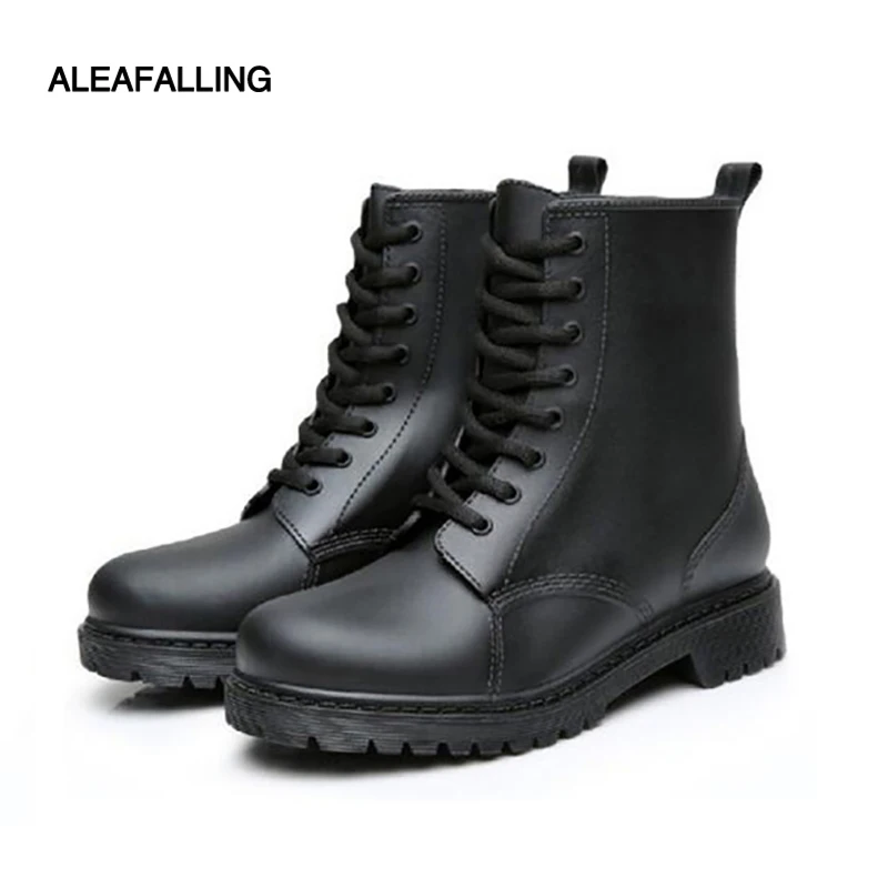 baratas Aleafalling Cowboy dos homens À Prova D Água Botas de Chuva Borracha Lace up Curto Botas Mujer Não deslizamento Sapatos Rainboots maduro Botas m002