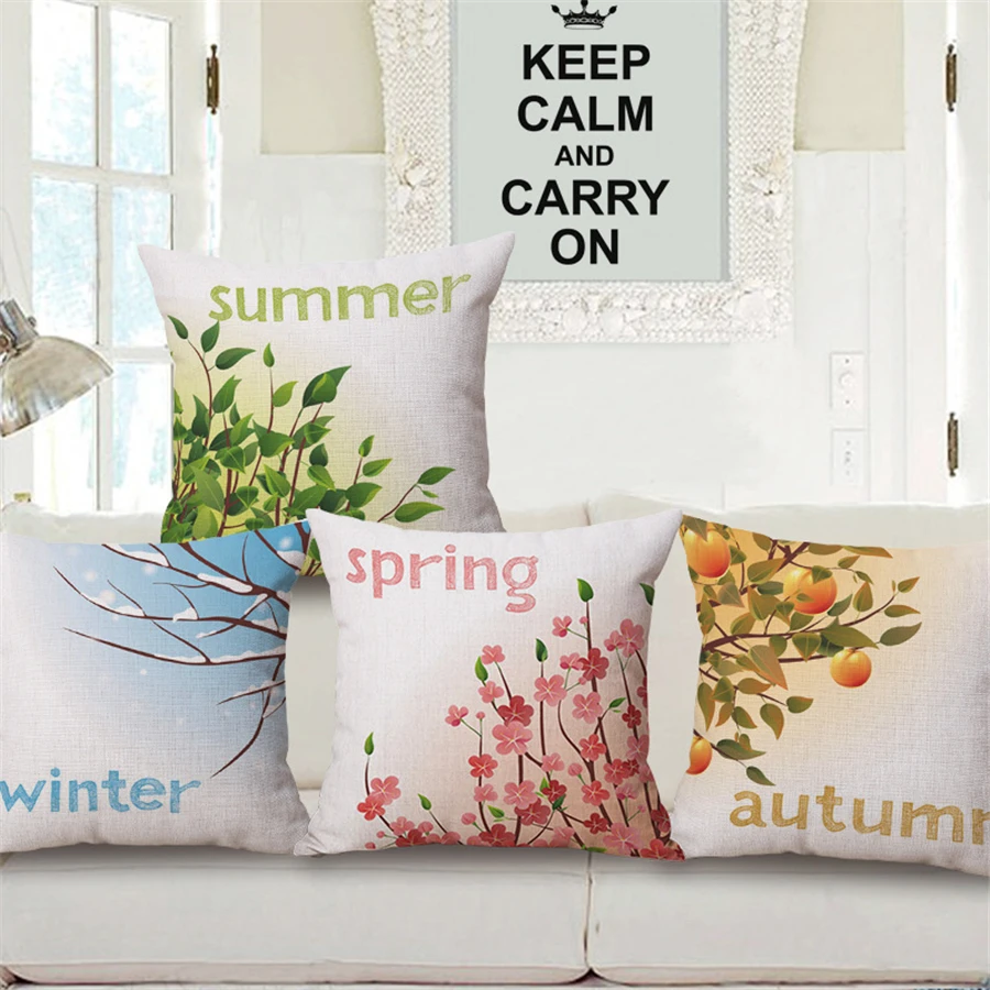 Fashion Plant Season Decorative Cushion Covers Spring Summer Winter