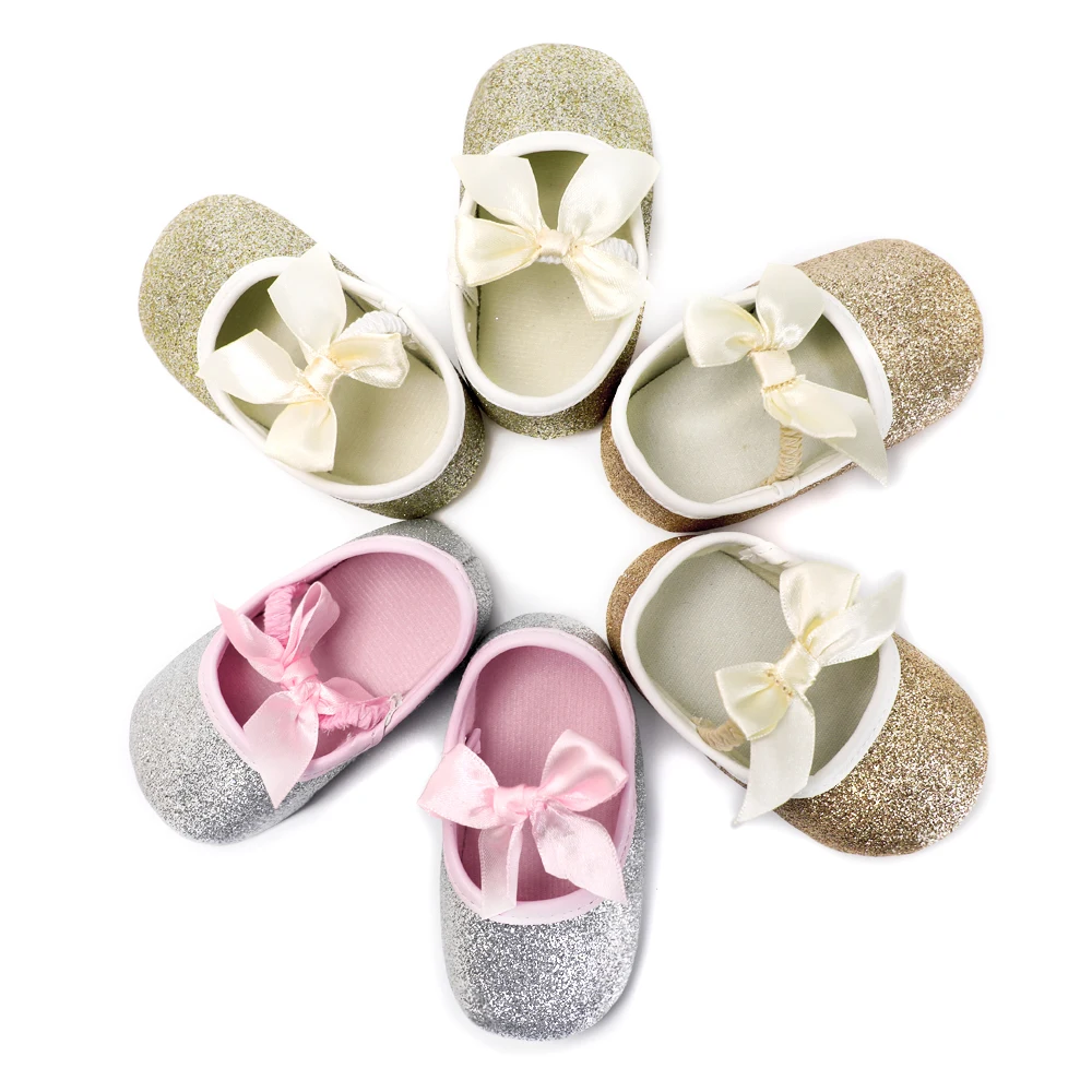 Fashion Girl Newborn Shoes Hot Baby First Walkers Gold Bling Baby Girl