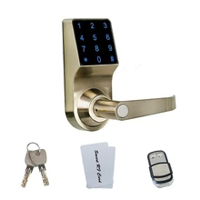 Умный электронный дверной замок с цифровой клавиатурой и пультом дистанционного управления, пароль, 2 карты, 2 ключа, замок с сенсорным экраном