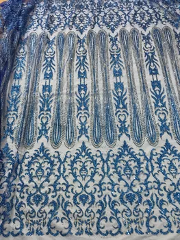 

5yards Newest African embroidery Lace Glued Glitter lace fabric sat-6608 French net mesh tulle Lace Fabric