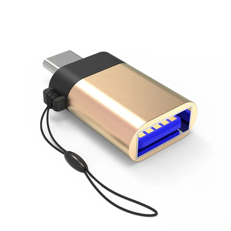 USB-C USB 3,1 type C Мужской к USB 3,0 Женский адаптер конвертер с анти-потеря брелок для samsung Galaxy S8 S9 huawei P20 LG - Цвет: Gold with Sling