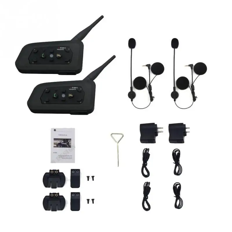 

1pc Headset Motorcycle Helmet Intercom Interphone Bluetooth Portable Waterproof Double Packages