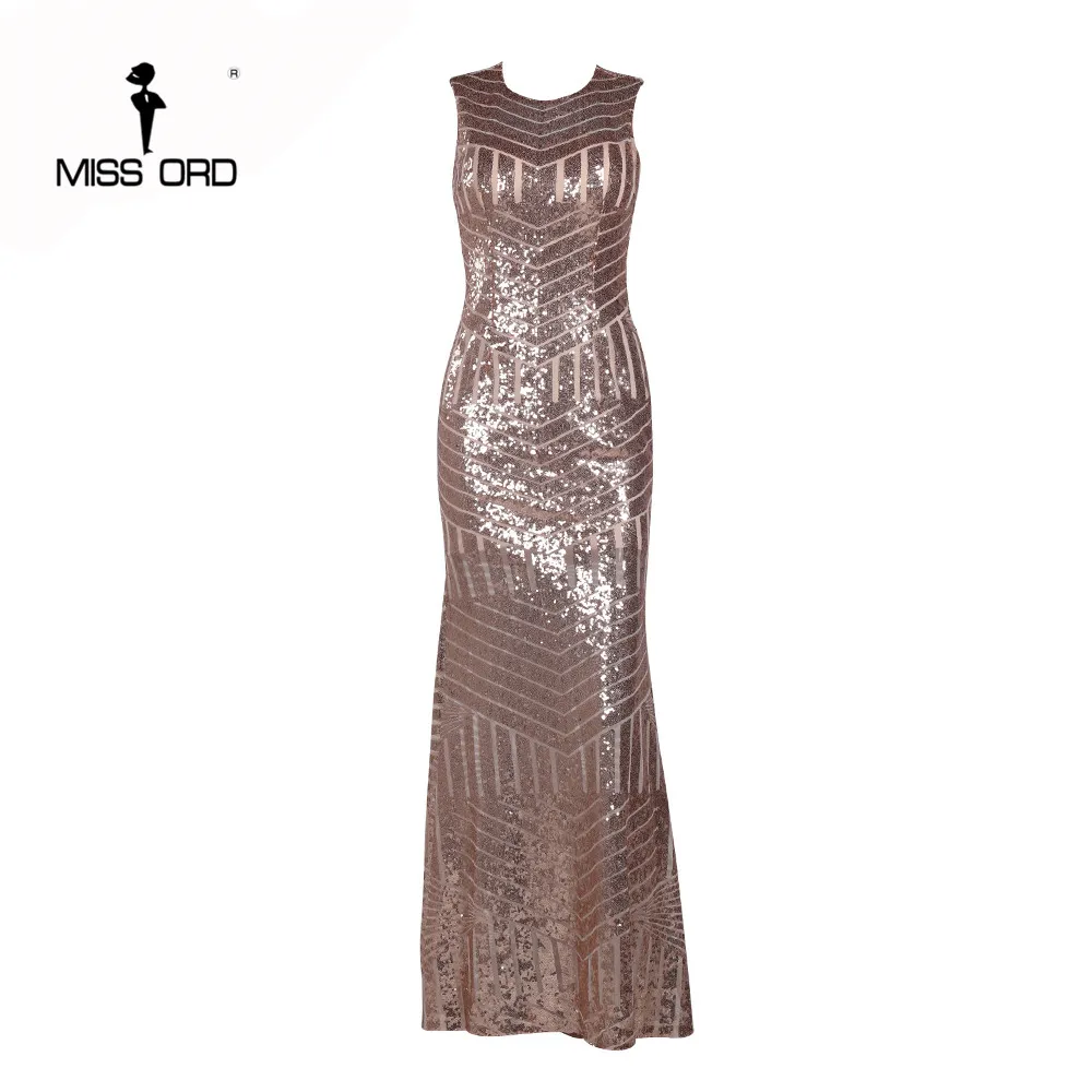 Missord сексуальное шифоновое макси платье без рукавов с открытой спиной и блестками FT6860