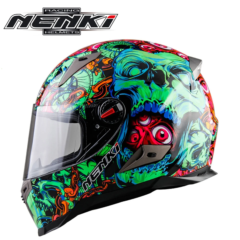 NENKI мотоциклетный шлем для мужчин и женщин мотоциклетный шлем для мотокросса 13 цветов - Цвет: green skeleton